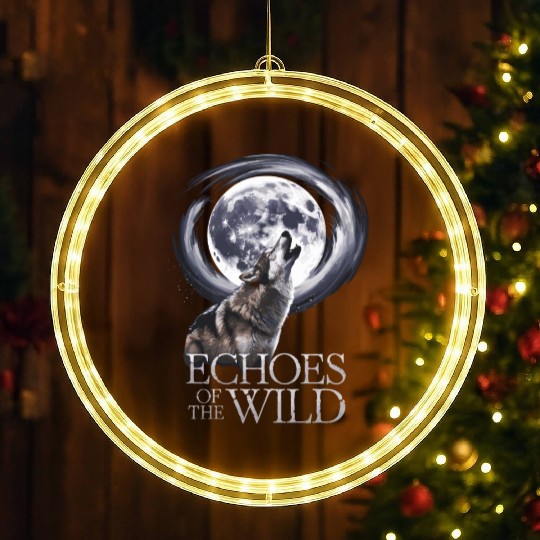 Echoes Of The Wild Howling Wolf Moon Art LED Christmas Window Lights
