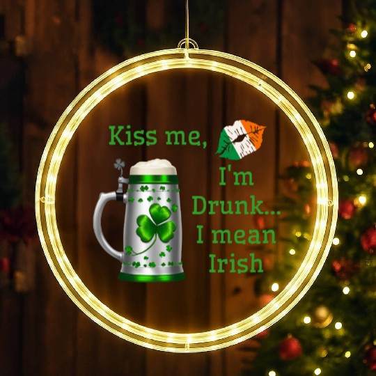 St. Patrick's Day - Kiss Me I'm Drunk LED Christmas Window Lights