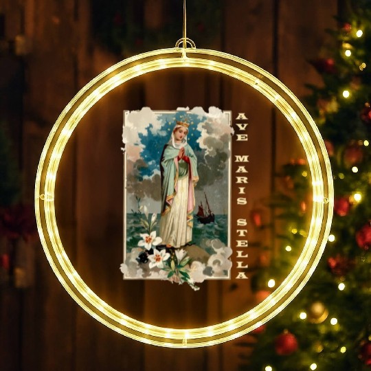 Ave Maris Stella Lady Blessed Mother Mary LED Christmas Window Lights