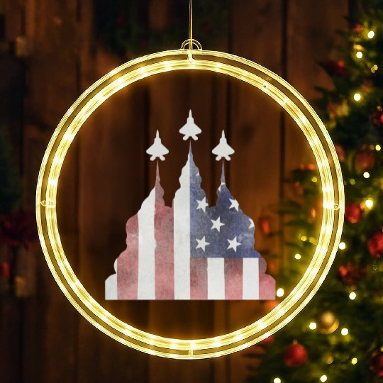 Patriotic Flyby F-22 Raptor LED Christmas Window Lights