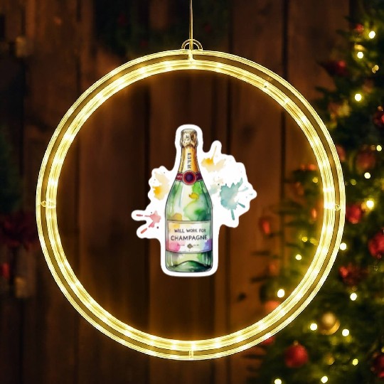 Funny Will Work For Champagne Bubbly Wedding Bride LED Christmas Window Lights
