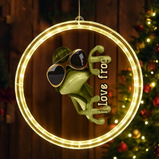 i love frog funny frog design LED Christmas Window Lights