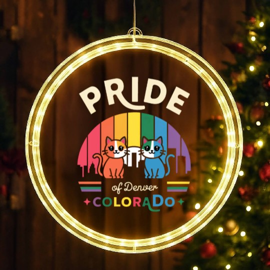 Pride of Dallas City Texas USA Rainbow Flag LED Christmas Window Lights