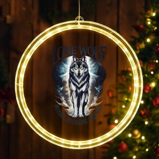 Lone Wolf - No Pack, No Chains, Just Wild LED Christmas Window Lights
