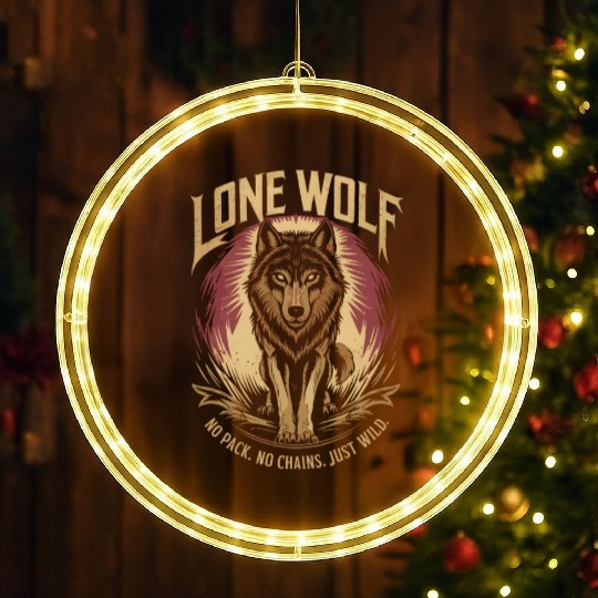 Lone Wolf - No Pack, No Chains, Just Wild LED Christmas Window Lights