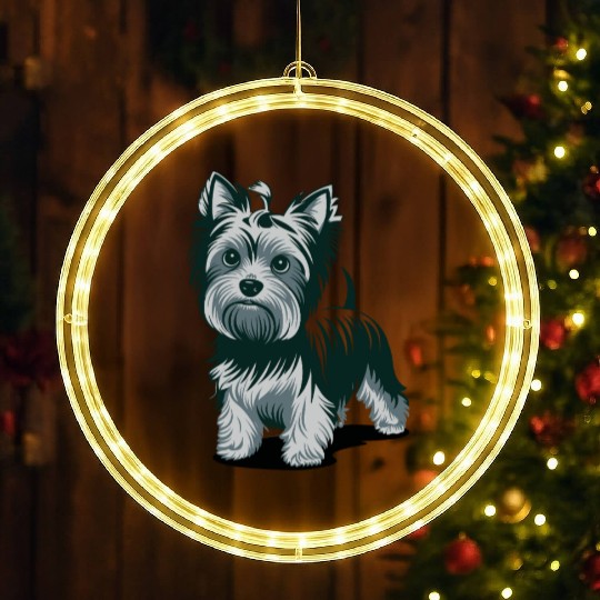Adorable Yorkshire Terrier Art for Dog Lovers LED Christmas Window Lights