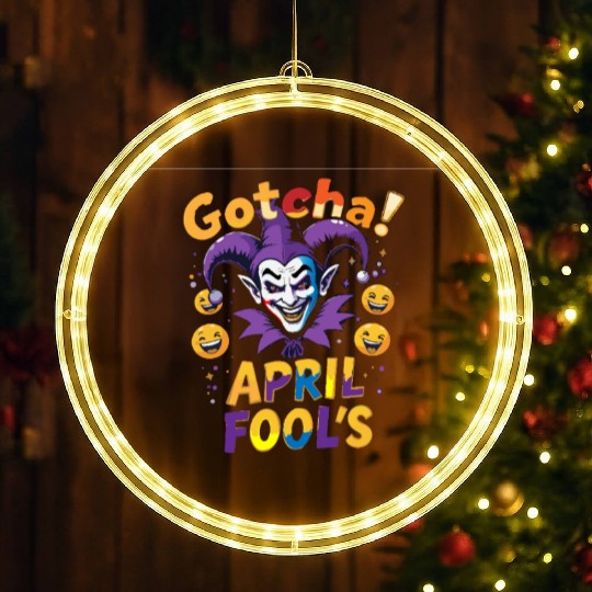 "Gotcha! April Fool’s – Funny Jester & Prank LED Christmas Window Lights