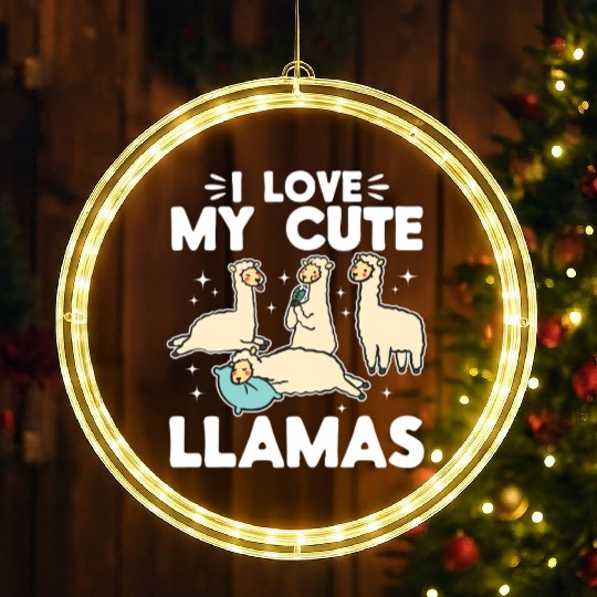 Alpaca Lover Llama Lover - I love my cute Llamas LED Christmas Window Lights