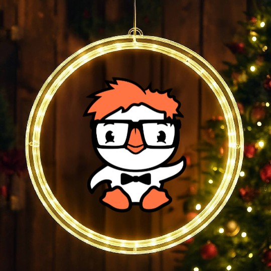 Duck Nerd Geek Smart Horn-Rimmed Glasses Greeting LED Christmas Window Lights