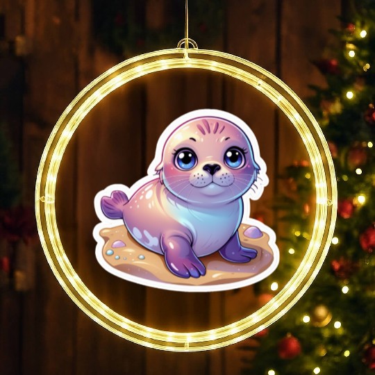 Adorable Seal Sticker LED Christmas Window Lights