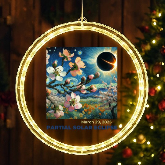 March 29, 2025 Partial Solar Eclipse Blossoms LED Christmas Window Lights