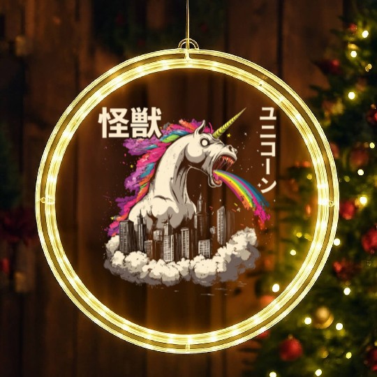Kaiju Unicorn Japanese Monster Rainbow LED Christmas Window Lights