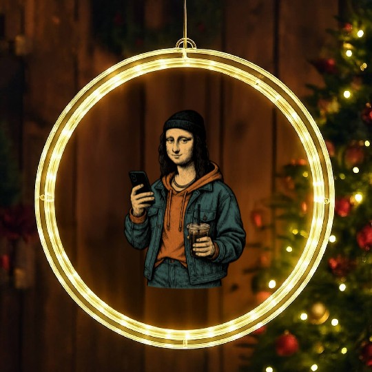 the mona lisa dressed in 2025 street fashion LED Christmas Window Lights