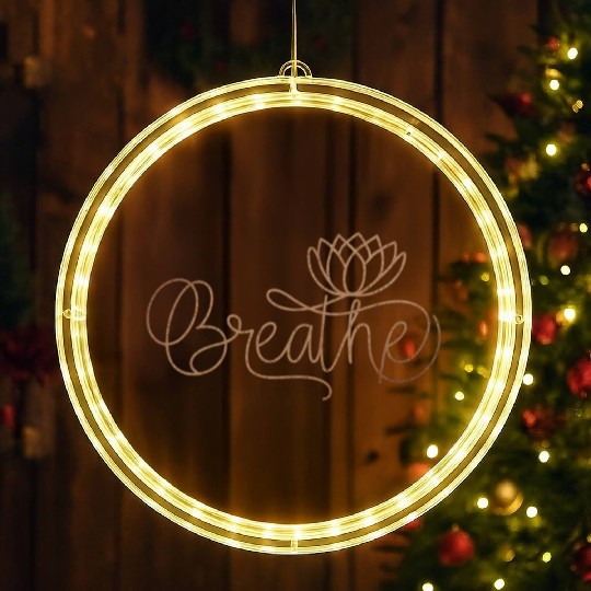 Breathe Lotus Design Mindfulness Wellness A LED Christmas Window Lights