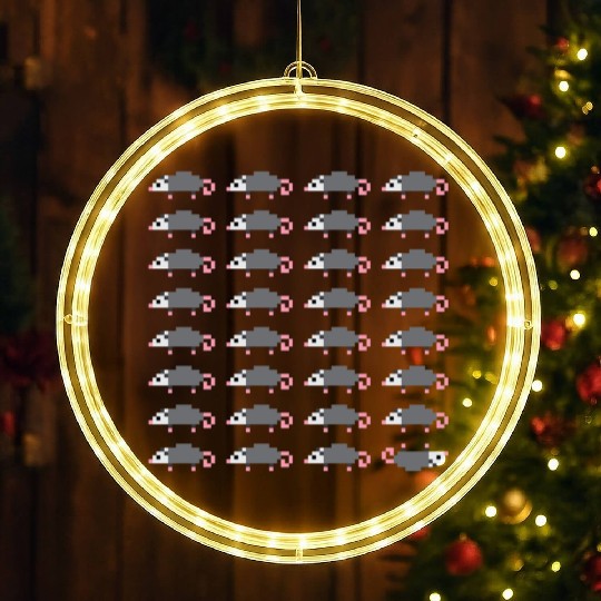 Playing Opossum Pixel Art LED Christmas Window Lights