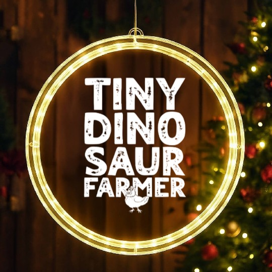 Dino Funny Dinosaur Farmer - Tiny Dinosaur farmer LED Christmas Window Lights