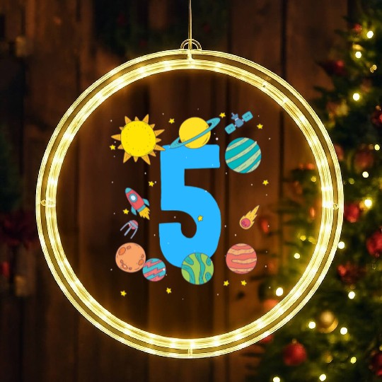 Birthday Space Themed Number Five Adventure LED Christmas Window Lights