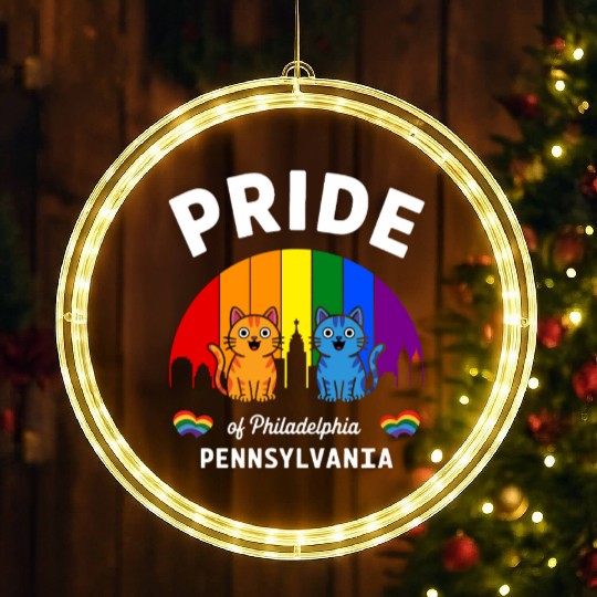 Pride of Philadelphia City Pennsylvania USA Rainbo LED Christmas Window Lights