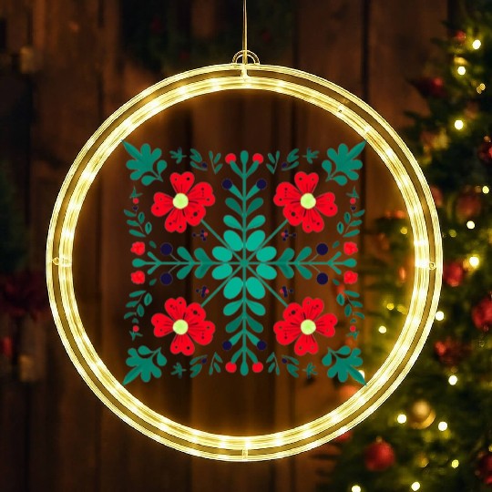 Folk Floral Mandala LED Christmas Window Lights
