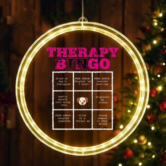 Therapy Bingo Card LED Christmas Window Lights Dark Humor Mental Healt