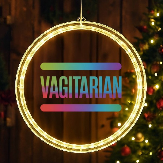 Vagitarian Vegetarian Funny Lesbian LGBTQ Pride LED Christmas Window Lights