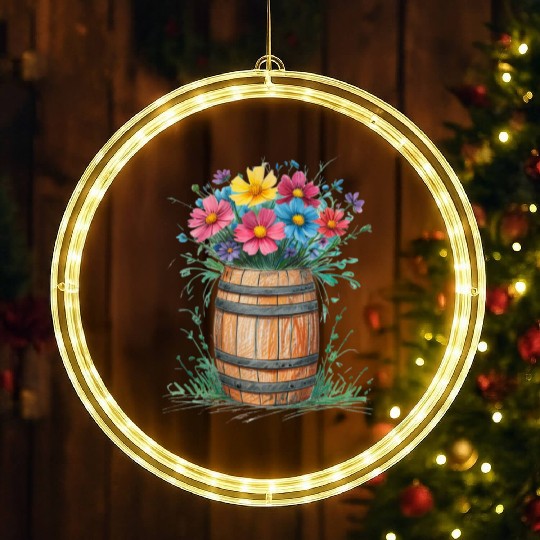 "Rustic Blossom Barrel" LED Christmas Window Lights