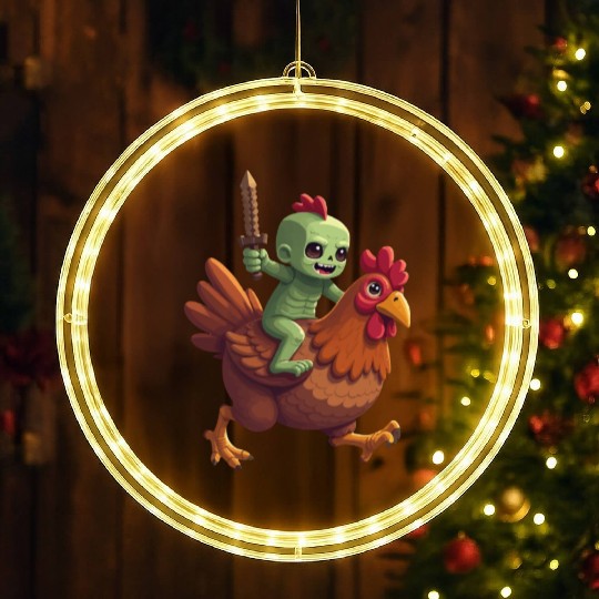 Zombie Chicken Jockey LED Christmas Window Lights