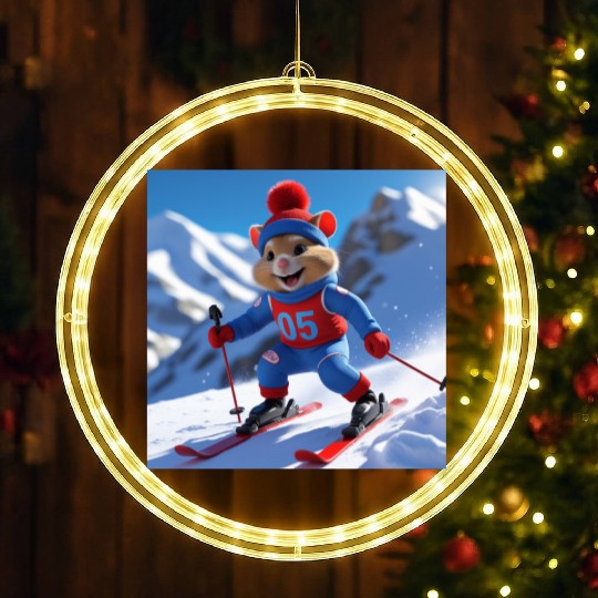 Hamster climbing the mountains LED Christmas Window Lights