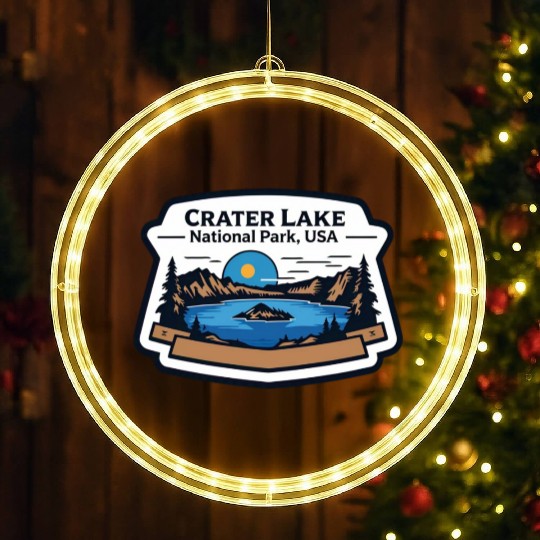Crater Lake National Park Southern Oregon USA Logo LED Christmas Window Lights