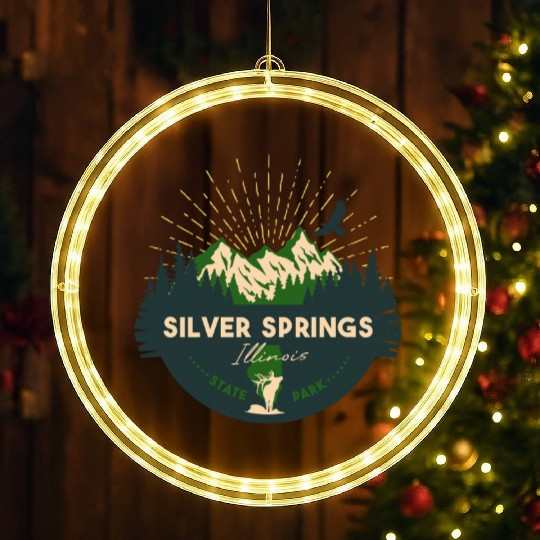 Silver Springs Illinois IL State Park Retro Camp LED Christmas Window Lights