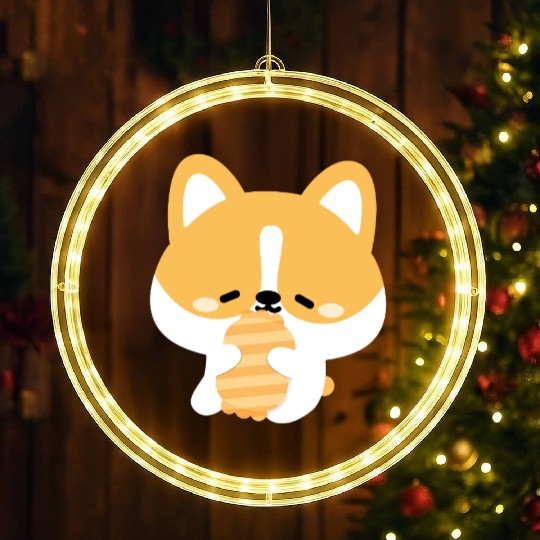 Sleepy Corgi LED Christmas Window Lights
