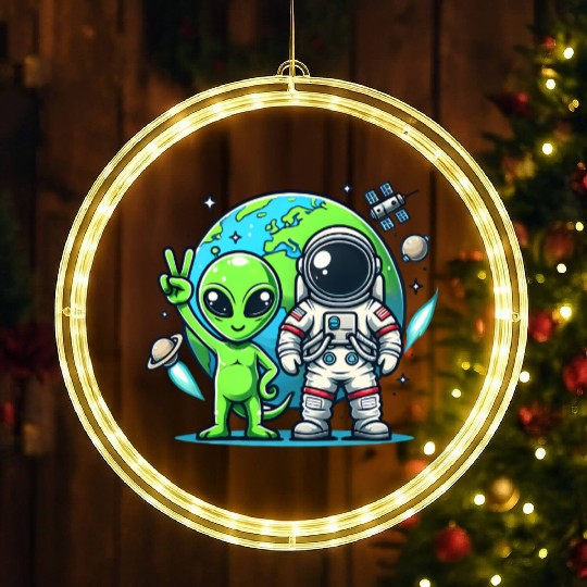 Alien Astronauts In Space LED Christmas Window Lights