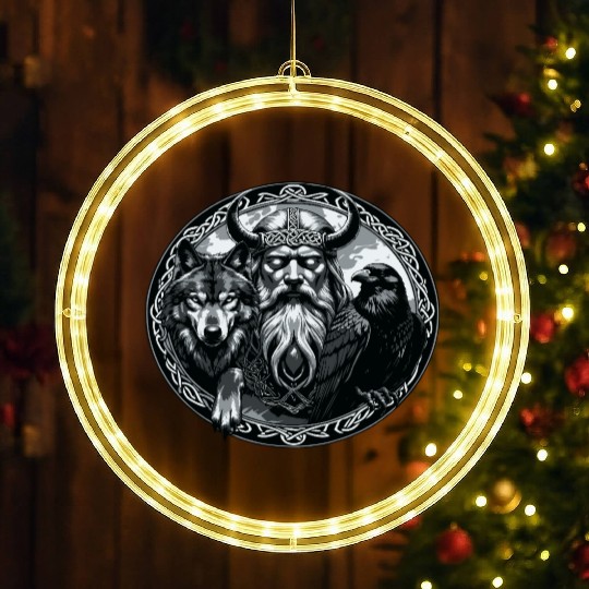 Viking Warrior Man Odin Thor Norman Walhalla LED Christmas Window Lights