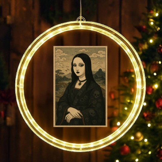 Gothic Geisha Mona Lisa Japanese Vintage Horror LED Christmas Window Lights