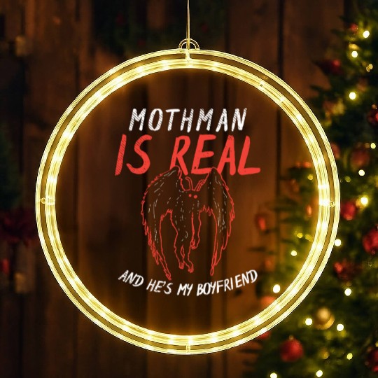 Mothman Is My Boyfriend For Cryptid Lover LED Christmas Window Lights