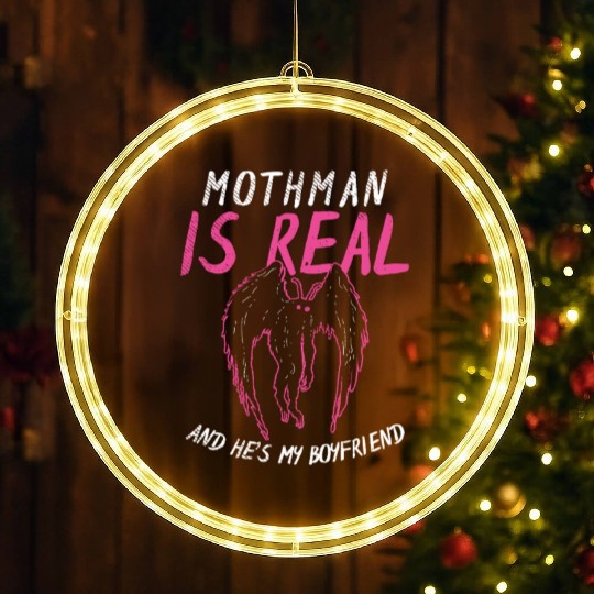 Mothman Is My Boyfriend For Cryptid Lover LED Christmas Window Lights