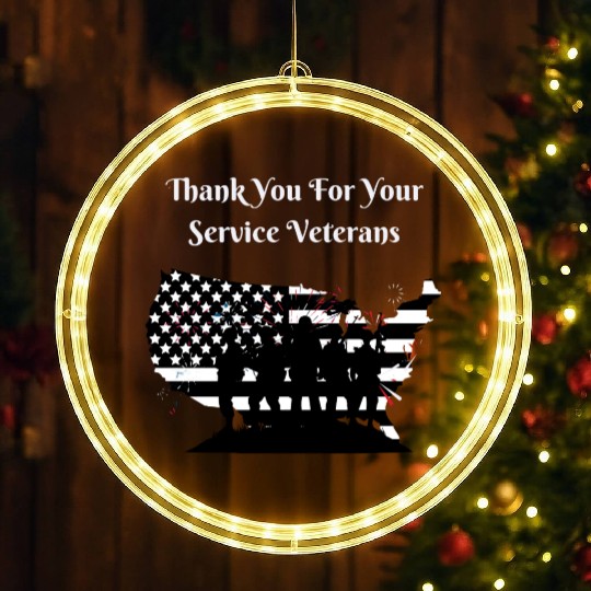 Thank You For Your Service Veterans day US Army LED Christmas Window Lights