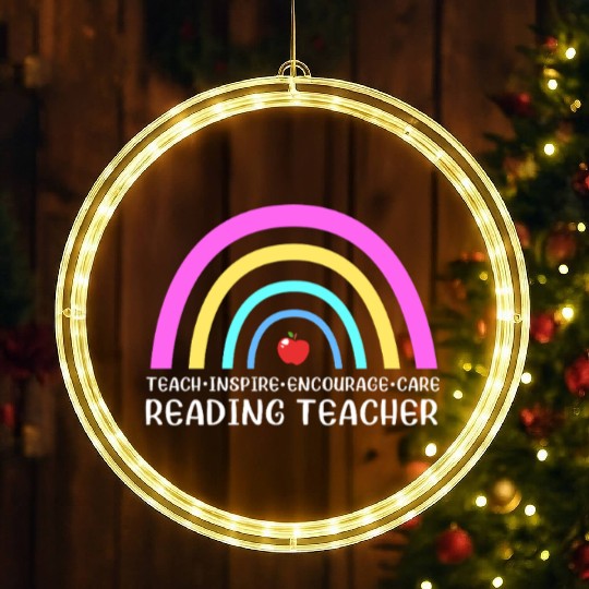 Reading Teacher Literature Book Library LED Christmas Window Lights