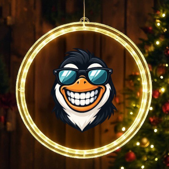 Cool penguin sunglasses summer grin fun LED Christmas Window Lights