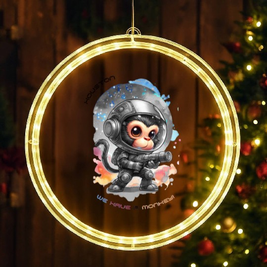 Houston We Have A Monkey LED Christmas Window Lights