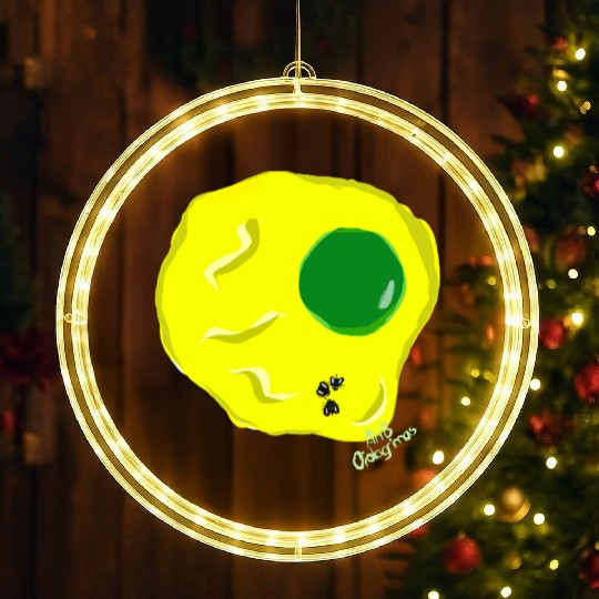 Yellow and green fried egg and flies LED Christmas Window Lights