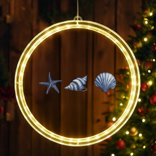 Cute Sea Creatures starfish Ocean Watercolor LED Christmas Window Lights