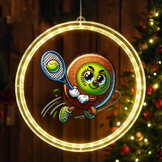 Kiwi Tennis Star – Furry Fruit Champion on Court LED Christmas Window Lights
