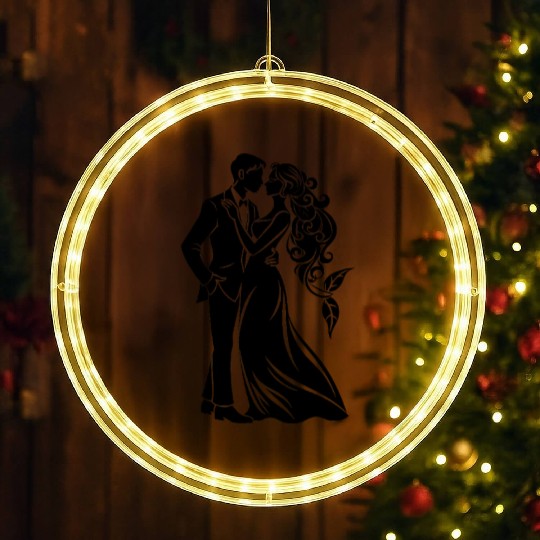 Bride and Groom Silhouette – Anniversary or Engage LED Christmas Window Lights