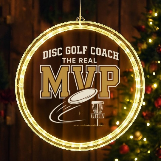 Disc Golf Coach LED Christmas Window Lights Disc Golf Instructor Frisbee