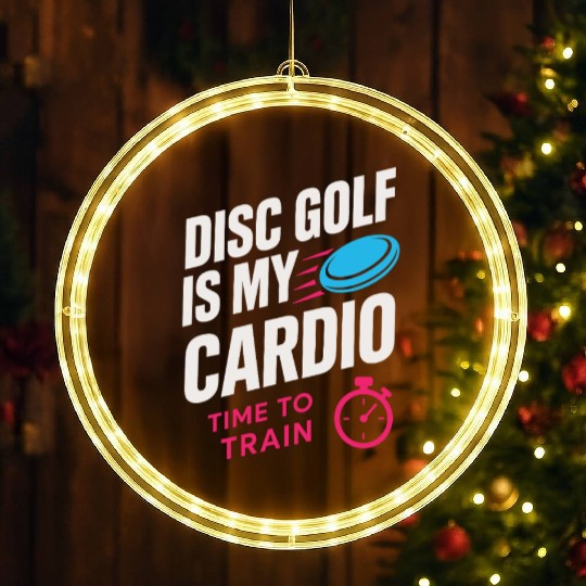 Disc Golf Coach LED Christmas Window Lights Disc Golf Instructor Frisbee