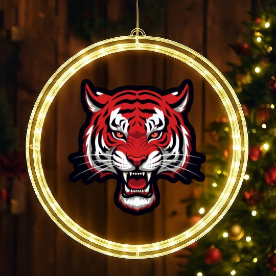 Savage Red Tiger Head – Fierce Wild Beast LED Christmas Window Lights