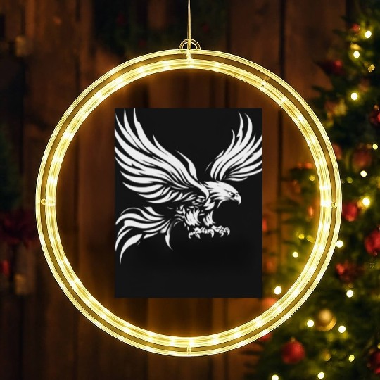 White Tribal Eagle Art Design" LED Christmas Window Lights