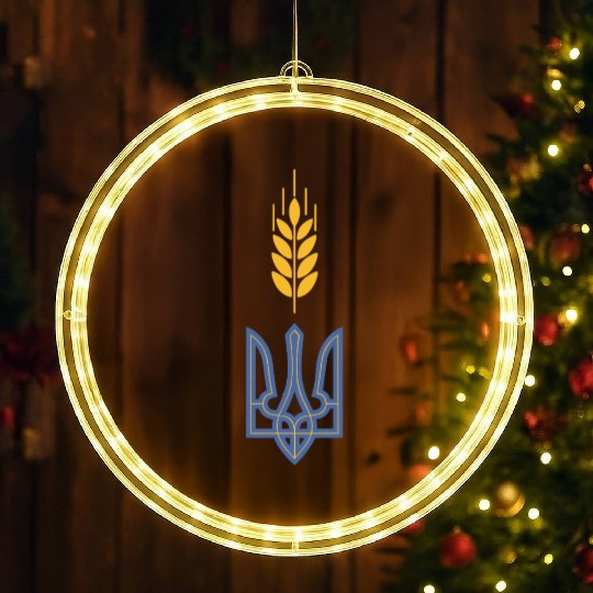 Ukraine Trident Wheat Symbol Ukrainian Heritage LED Christmas Window Lights