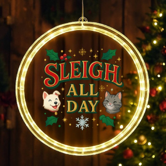 Sleigh All Day – Cute Holiday Pet Edition LED Christmas Window Lights